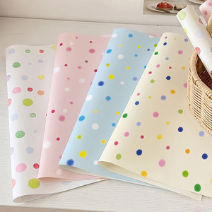 Polka Dot Kraft Paper Flower Wrapping Colorful Pastel Dots Gift Wrap Pack