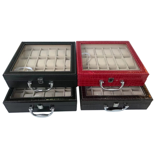 Low MOQ Ready to Ship 12 Slots Leather Watch Display Storage Box Metal Handle