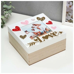 Decorative Wooden Keepsake Boxes Photo Topside Flip Top Gift Box