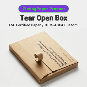 Custom Logo Biodegradable Eco-Friendly Recyclable Kraft Tear Strip Box for Postcard Envelope