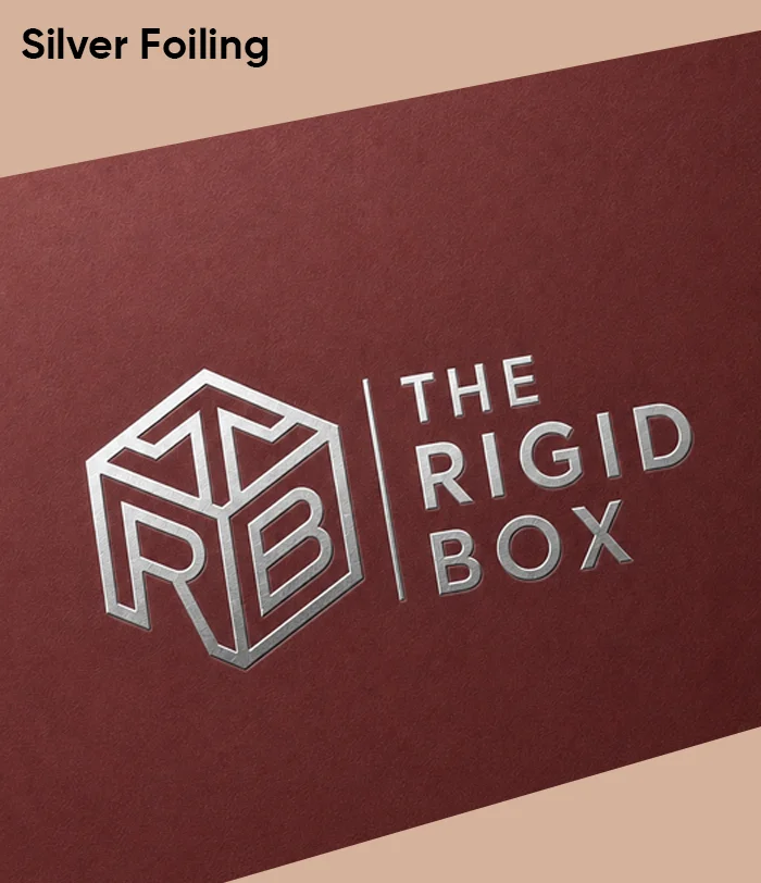 Silver foil stamping on custom rigid packaging