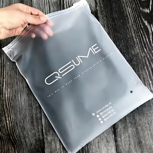 Custom Printed Logo Translucent Black Frosted Zipper Bag