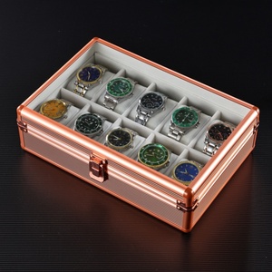 Watch Display Props Collection and Storage Box with Glass Window Velvet Cushion
