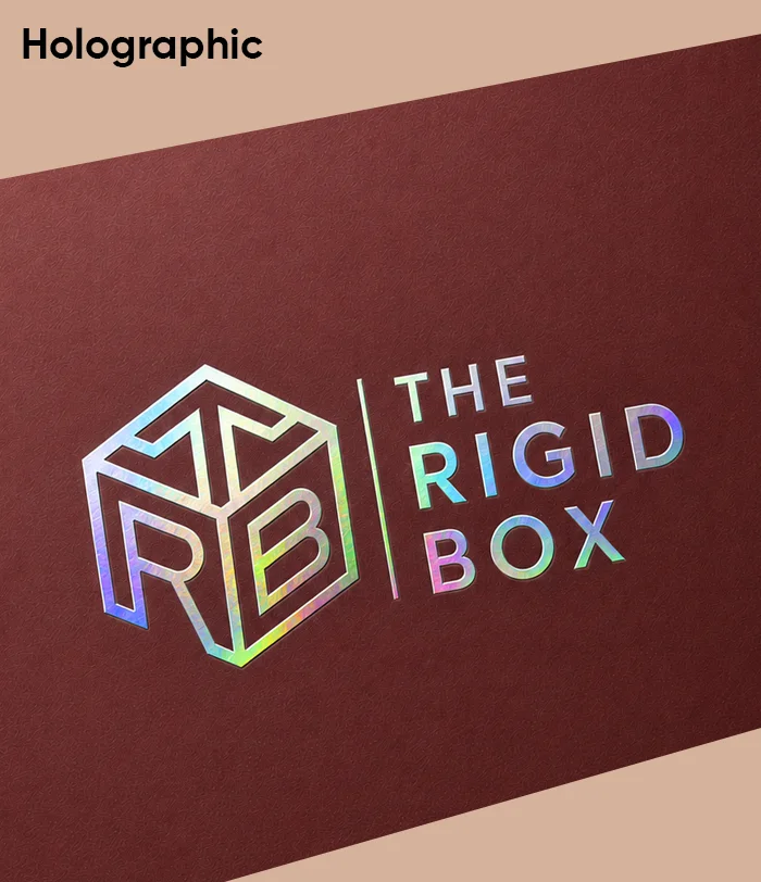 Holographic metallic foil detail on rigid box