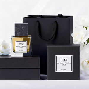 Luxury Square Glass Perfume Bottles with Square Black Wooden Lid