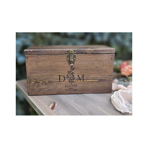 Rustic Wood Card Box For Weddings Engraved Keepsake With Lock